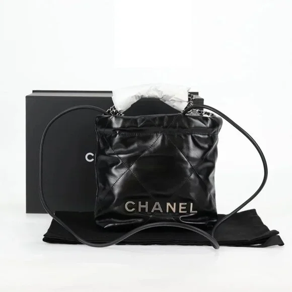CHANEL Chanel 22 Small Matelasse Chain Bag Lamb Skin 2way Black CC Auth BA1051SM - Picture 2 of 15